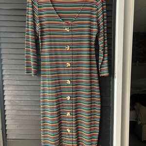 Striped Multicolor Button-Down Dress
